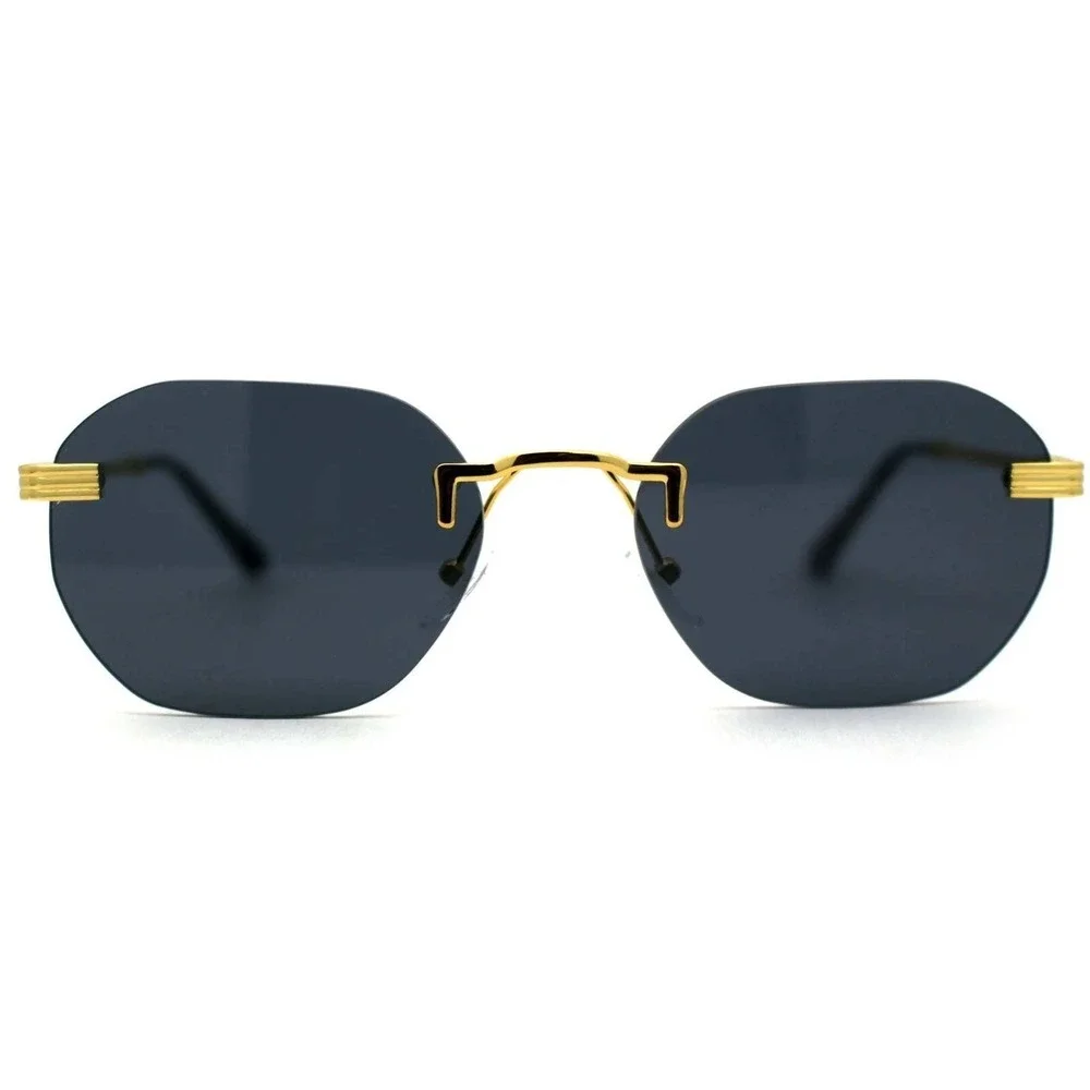 Rimless Sunglasses Women Oval‎ Gold Frame Fashion Trendy Designer Lentes Gafas